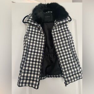 Black and White Checkered Puffer Vest